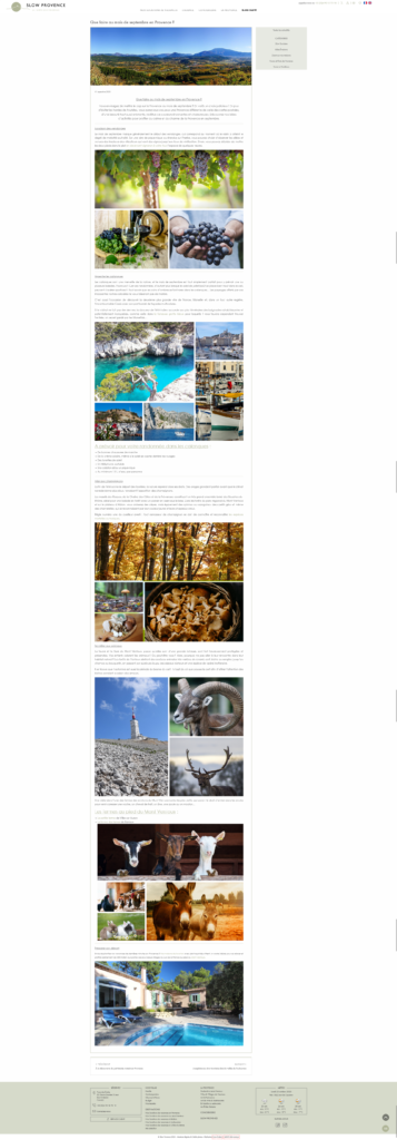 capture écran article blog slow provence